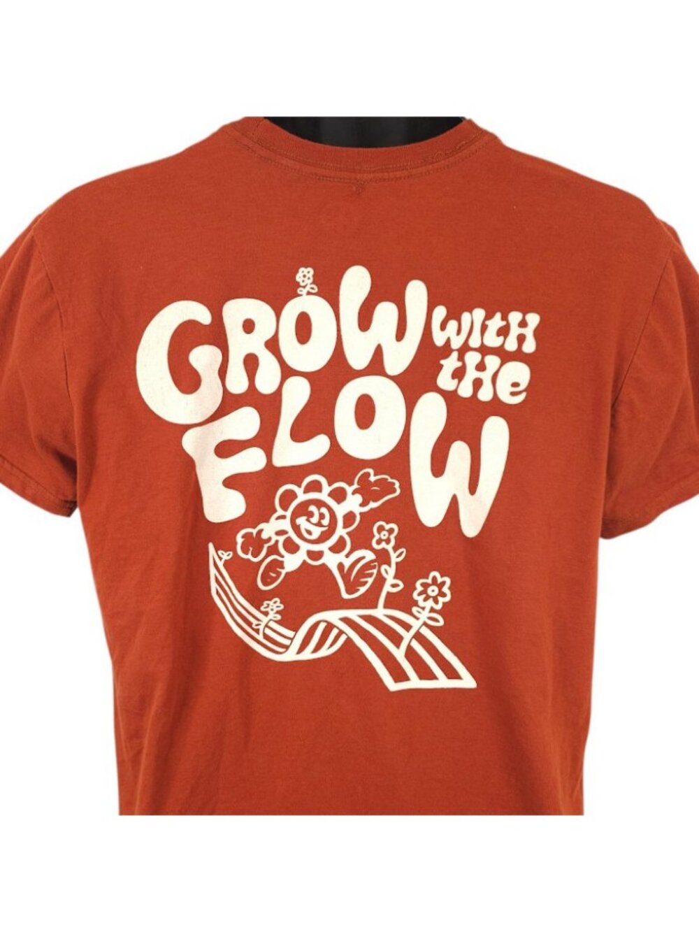Happy Flower T Shirt Mens Size Medium Orange Grow With The Flow